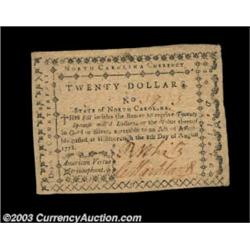 North Carolina August 8, 1778 $20 Choice About New. Incredible grade for this issue. This is the fin