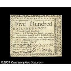 North Carolina May 10, 1780 $500 Extremely Fine. This is the variety with the "T" not boxed. Only 50