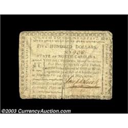 North Carolina May 10, 1780 $500 Very Fine. The corners are slightly rounded, but all the text is cl