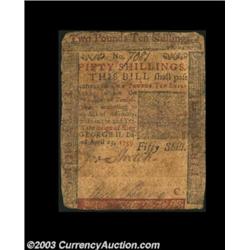 Pennsylvania April 25, 1759 50s Very Fine. A very nice red and black Ben Franklin-printed note. Prob