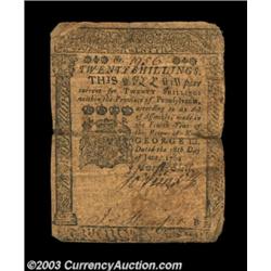 Pennsylvania June 18, 1764 20s Fine. Relatively high grade for the issue, and wholly problem free. T
