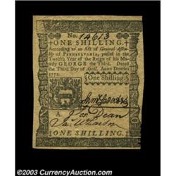 Pennsylvania April 3, 1772 1s Very Choice New. A fresh and original Colonial, with strong signatures