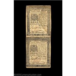 Pennsylvania December 8, 1775 20s Vertical Pair Extremely Fine. Pairs of Pennsylvania notes are rath