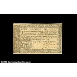Pennsylvania April 10, 1777 4s Very Choice New. Lots of grade for this issue, which is quite common