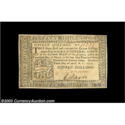 Pennsylvania April 10, 1777 16s Very Choice New. Broadly margined from the face, with the back just