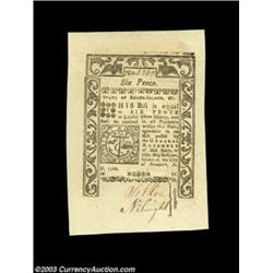 Rhode Island May 1786 6d Superb Gem New. An absolutely Superb piece and the first of four clearly cu