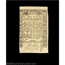 Rhode Island May 1786 New. Two notes, a 6d and a 2s6d, both of which grade fully uncirculated and ar