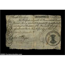 South Carolina June 1, 1775 L5 Very Fine. Tape repaired along its edges but with the signatures clea