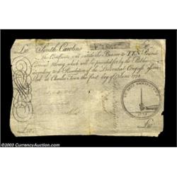 South Carolina June 1, 1775 L10 Very Fine. There are a few minor repairs at the edges, but this is a