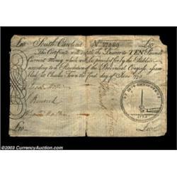 South Carolina June 1, 1775 L10 Very Fine. There are a few tape repairs on the back, and the upper r