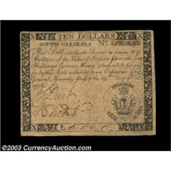 South Carolina October 19, 1776 $10 Choice Extremely Fine. A much scarcer issue than the catalogs le