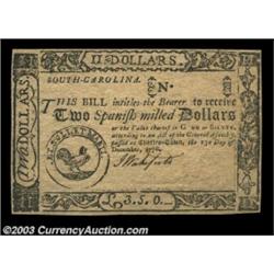 South Carolina December 23, 1776 $2 Gem New. A well margined, boldly printed, bright Remainder note