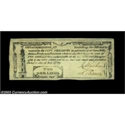 South Carolina City of Charleston July 6, 1789 2s Choice About New. A second piece, also fully signe