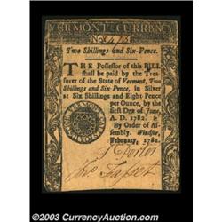 Vermont February 1781 2s6d Extremely Fine. The nicest of the three Vermont notes that CAA has offere