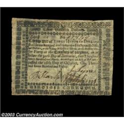 Virginia October 16, 1780 $300 Extremely Fine. Well margined, but with a few minor edge splits, two