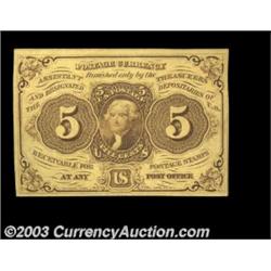 Fr. 1230 5¢ First Issue Superb Gem New. A broadly margined, strictly original example with ideal cen