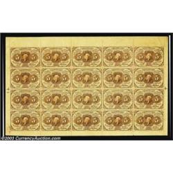Fr. 1230 5¢ First Issue Complete Sheet of 20 Superb Gem New. A flawless sheet with broad, even margi