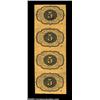Image 2 : Fr. 1230 5c First Issue Vertical Strip of Four Choice New. Three of the four notes are broad-margine