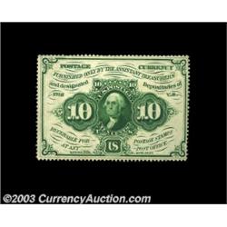 Fr. 1241 10c First Issue Very Choice New. This scarce, perforated no-monogram note is fully perforat