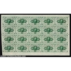Fr. 1242 10¢ First Issue Uncut Sheet of 20 Superb Gem New. A beautifully bright and flawless sheet w