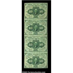 Fr. 1242 10c First Issue Vertical Strip of Four Extremely Fine. A nice clean problem-free strip with