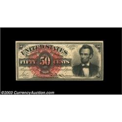 Fr. 1374 50c Fourth Issue Lincoln Choice New. Both the face and back have tight bottom margins on th