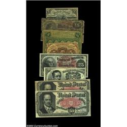 Eight Fractional Currency Pieces. Fr. 1226 EF, Fr. 1228 EF, Fr. 1265 AU, Fr. 1267 Fair, Fr. 1301 AU,