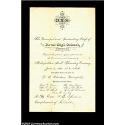 Spinner Related Item. An invitation to the 1881 graduation of Duval High School in Jacksonville, Flo