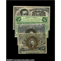 Four Lovely Fractionals. Fr. 1233, Fr. 1266, Fr. 1312 and Fr. 1322, all four notes grading Choice Ne