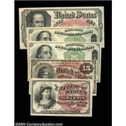 Five High Grade Fractionals. Fr. 1258 Choice New, 1267 About New, 1379 (two) both About New and 1381