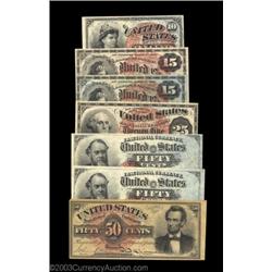 Seven Fourth Issue Notes. Fr. 1261 About New, Fr. 1267 Choice New with a seal plate number, Fr. 1271