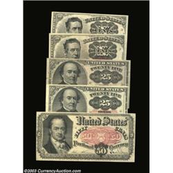 Five Fifth Issue Notes. Fr. 1266 (two) Extremely Fine and About New, Fr. 1308 About New, Fr. 1309 Ve