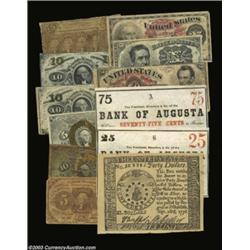 Nine Fractionals Plus. Nine lower-grade Fractional notes, including a Lincoln, two Fr. 1256's, a dec