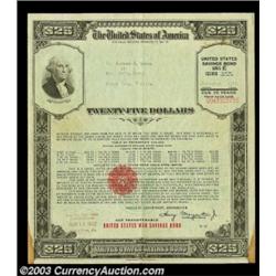 $25 United States Series E Savings Bond Nov. 1942.A United States War Savings Bond in the first (lar