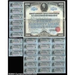 First Liberty Loan Converted 4 1/4% Gold Bond of 1932-1947 $100 May 9, 1918An extremely rare U.S. bo