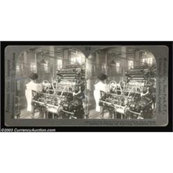 B.E.P. Stereo View Card. Entitled "Making, Seal Printing and Separating Paper Money." A very nice vi