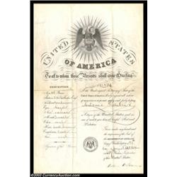 1864 United States PassportAn oversize passport document dated August 18, 1864 for one Antonio Pelle