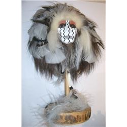 NATIVE AMERICAN CEREMONIAL MASK ON STAND *POSSIBLE CHEROOKEE* STANDS APPROX. 1 FOOT TALL!!