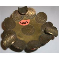 VINTAGE 1960'S MEXICAN COIN HANDMADE ASHTRAY *VERY UNIQUE & NICE*!! COIN ASHTRAY CAME OUT OF ESTATE!