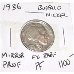 EXTREMELY RARE *POSSIBLE MIRROR PROOF* 1936 BUFFALO NICKEL BOOK POSSIBLE VALUE $1100.00+