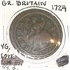 Image 1 : EXTREMELY RARE 1724 GREAT BRITAIN 1/2 CT *RARE VERY GOOD GRADE* BOOK VALUE $800.00+!! COIN CAME OUT