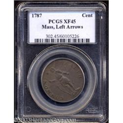 1787 1C Massachusetts Cent, Arrows in Left Talon XF45 PCGS.