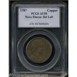 1787 COPPER Nova Eborac Copper, Seated Left AU50 PCGS.