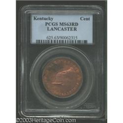 (1792-94) TOKEN Kentucky Token, LANCASTER Edge MS63 Red PCGS.