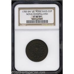 1783 COPPER Nova Constellatio Copper, Pointed Rays, Small US XF40 NGC.