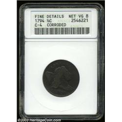 1794 1/2 C --Corroded--ANACS. Fine Details, Net VG8.