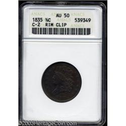 1835 1/2 C --Rim Clip--AU50 ANACS.