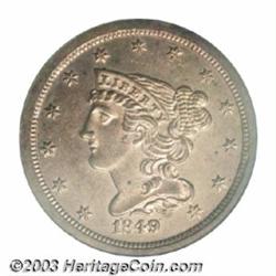 1849 1/2 C Restrike PR64 Red and Brown PCGS.