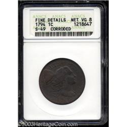 1794 1C Head of 1794--Corroded--ANACS. Fine Details, Net VG8.