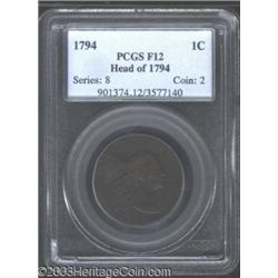 1794 1C Head of 1794 Fine 12 PCGS.
